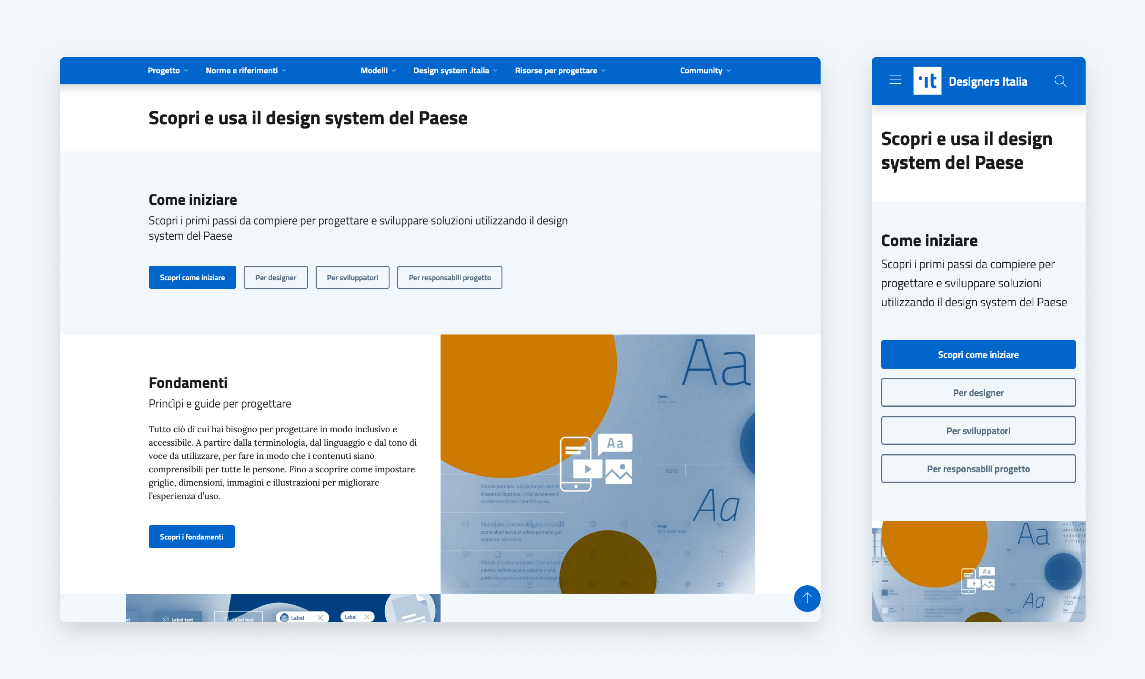 Design system .italia: landing page