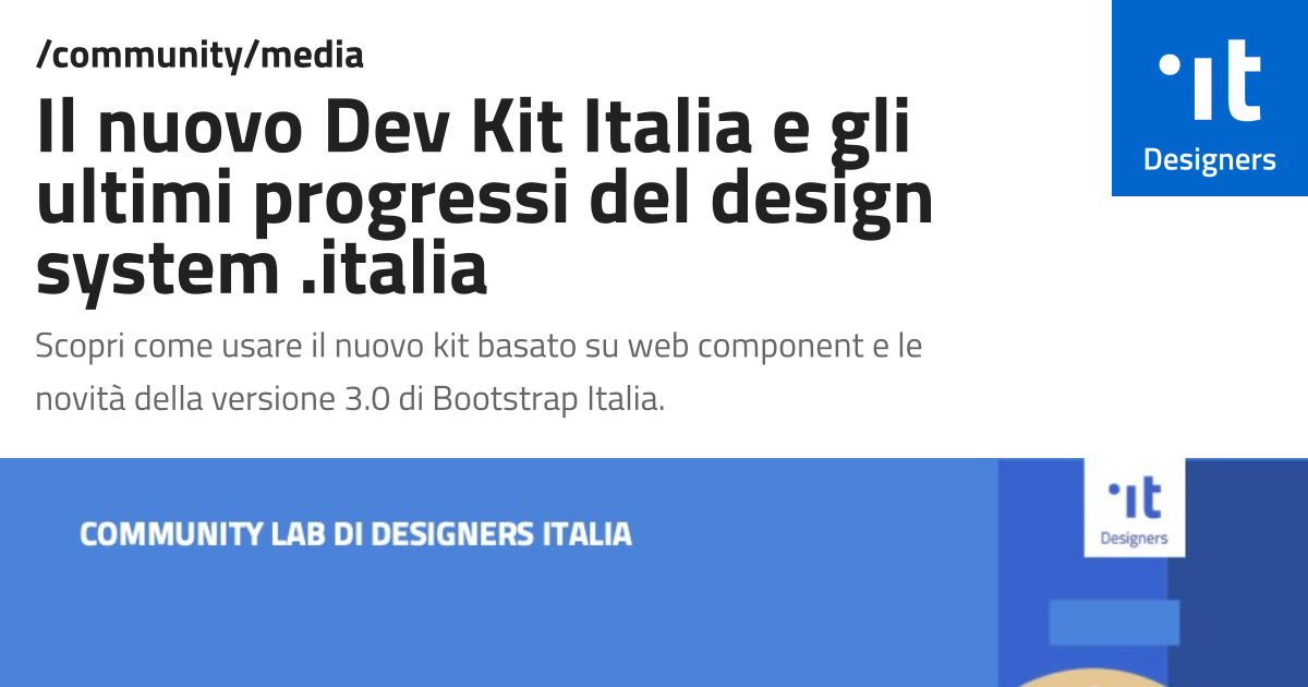 Il nuovo Dev Kit Italia e gli ultimi progressi del design system .italia